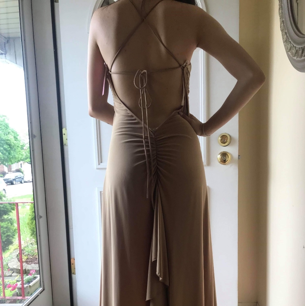 Long Formal Tan Dress - Picture 2 of 8